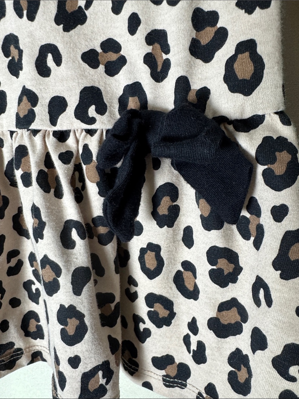 The Children's Place Beige Leopard-Print Long Sleeve Peplum Top with Black Bow - Picture 3 of 4